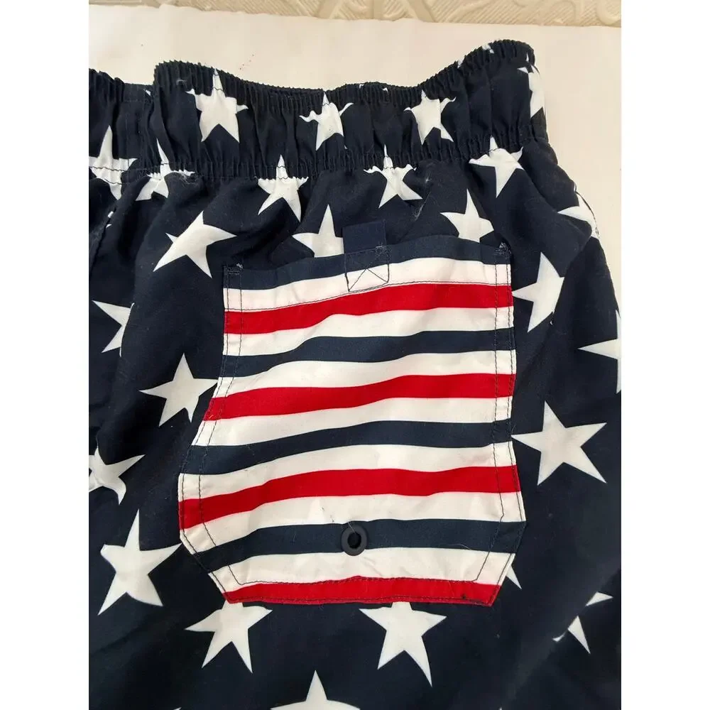 SKU2520 George Men's Plus Size Medium USA Star Print Swim Trunks
